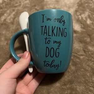 Teal Dog Lover's Mug with Spoon